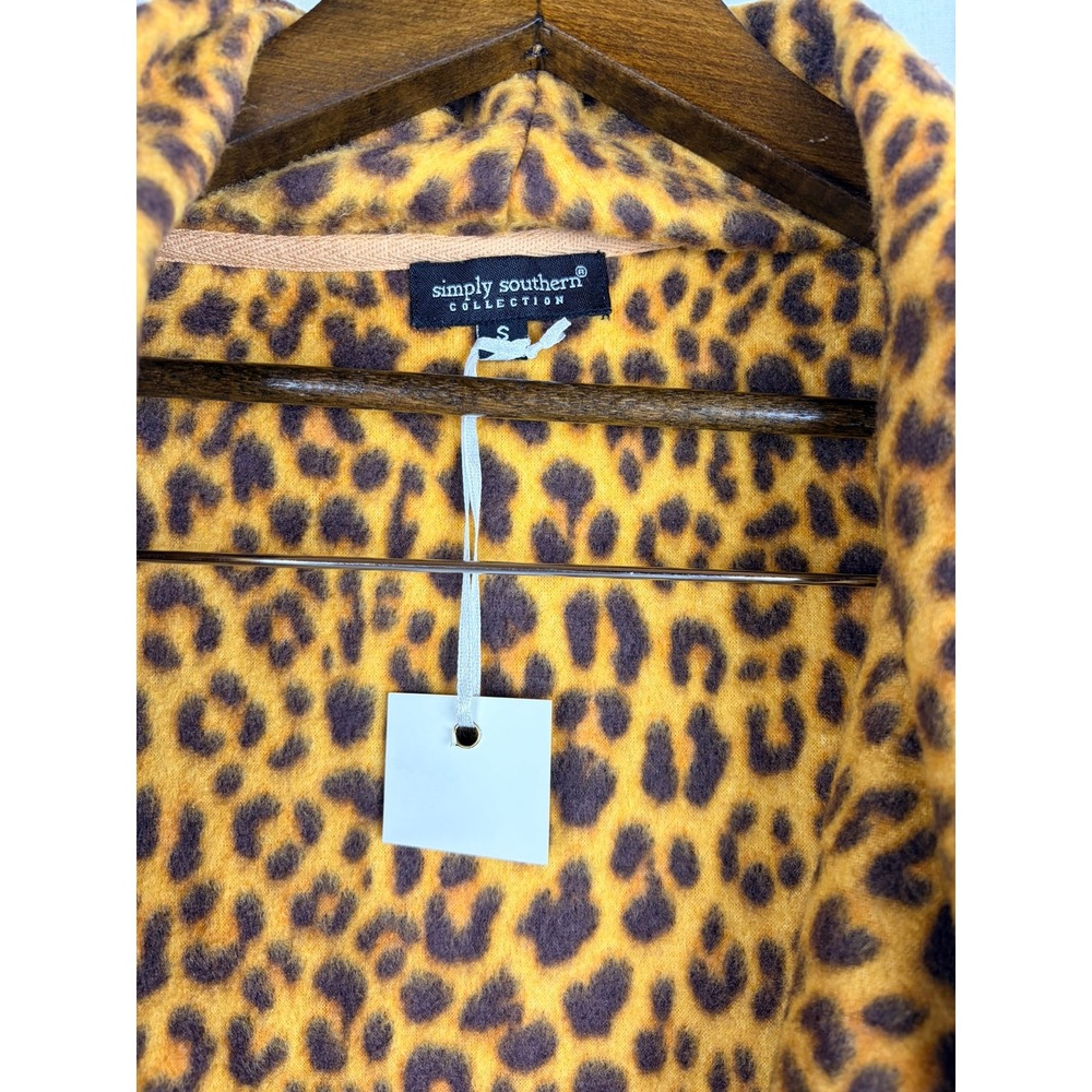 Simply Southern Womens Leopard Print Fleece Open Front Drape Vest Brown Small - Picture 7 of 12